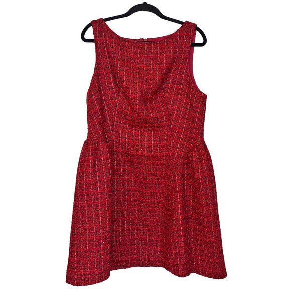Cider Red, Black & Metallic Tweed Sleeveless Fit & Flare Dress - Size XL - Picture 2 of 6